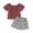 Red, variant on Aojekbee Little Girls Summer 2PCS Sets Short Sleeve Off Shoulder Tops Cow Print Shorts Sets