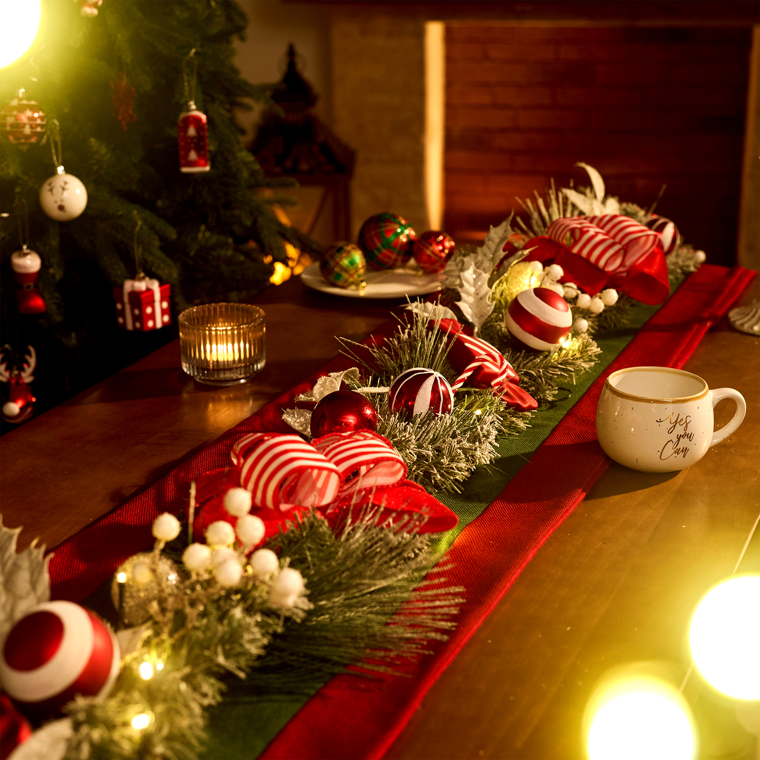 Valery Madelyn 6ft Pre-Lit Red & White Christmas Garland photo 8