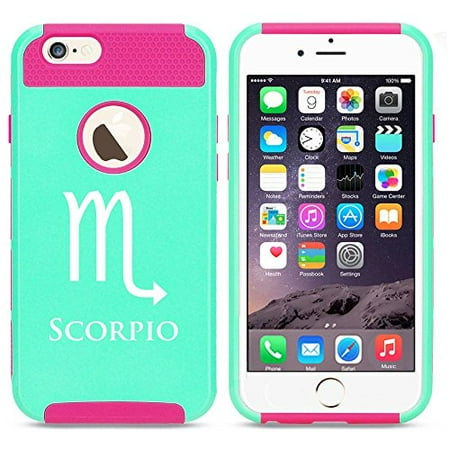 Apple iPhone 6 6s Shockproof Impact Hard Case Cover Horoscope Zodiac Birth Sign Scorpio (Light Blue-Hot (Best Horoscope App For Iphone 2019)