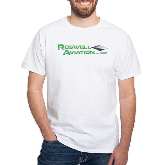 CafePress - Roswell Aviation White T Shirt - Men's White Classic Cotton T-Shirts