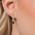 thumbnail image 3 of Gem Stone King 925 Silver and 10K Yellow Gold Red Garnet and White Lab Grown Diamond Dangle Earrings for Women | 1.98 Cttw | Gemstone January Birthstone | Pear Shape 8X5MM, 3 of 6