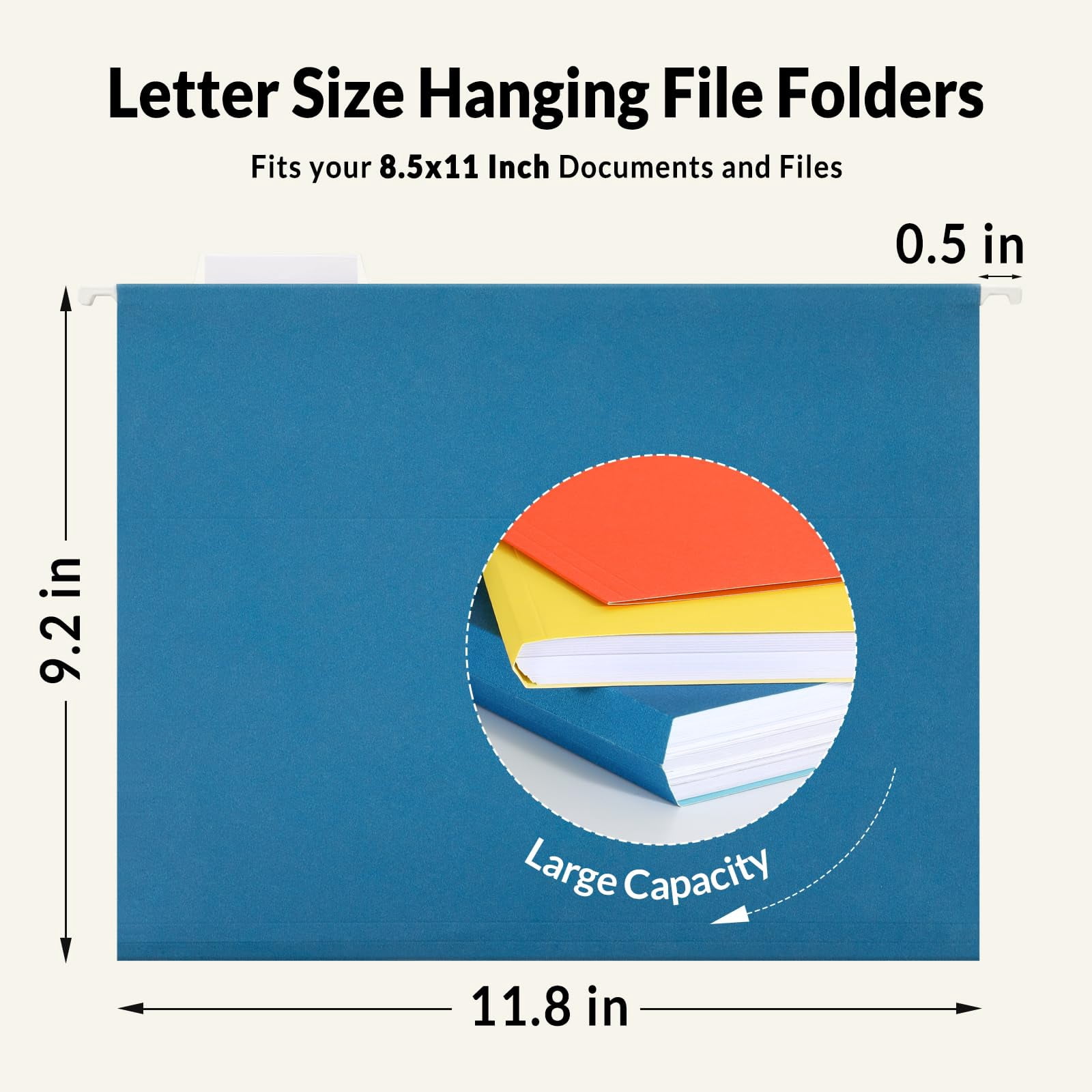 Hanging File Folders  50 Pack Letter Size With 1/5-cut Tabs Stay Organized For Your Home And Office Bulk Documents Paper 10 Assorted Colors
