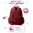 thumbnail image 6 of Backpack for College High Middle School Fashion Student Bag Cute Aesthetic Bookbag for Teens Wine One Size, 6 of 7