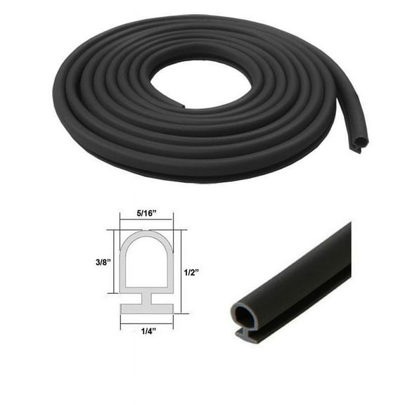 Black Bulb Type Gasket Weatherstrip, 5/16" Width, 1/4" Backing - 20 Ft.
