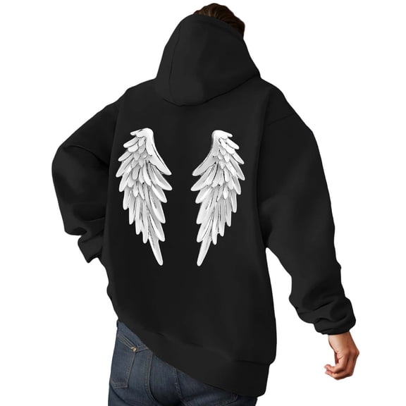 XIAOCHA Men's 3D Angel Wings Hoodies Loose Hooded Sweatshirt Vintage Streetwear Athletic Workout Hoodie
