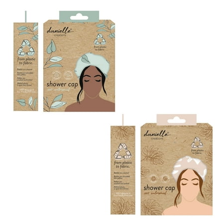 5-PACK Danielle Eco Shower Caps, 3 Green, 2 Beige