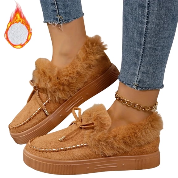SACFOF Winter Boots For Women 2026 Snow Boots Warm Ankle Booties Slip On Fur Lined Comfortable Fashion Casual Loafers Shoes