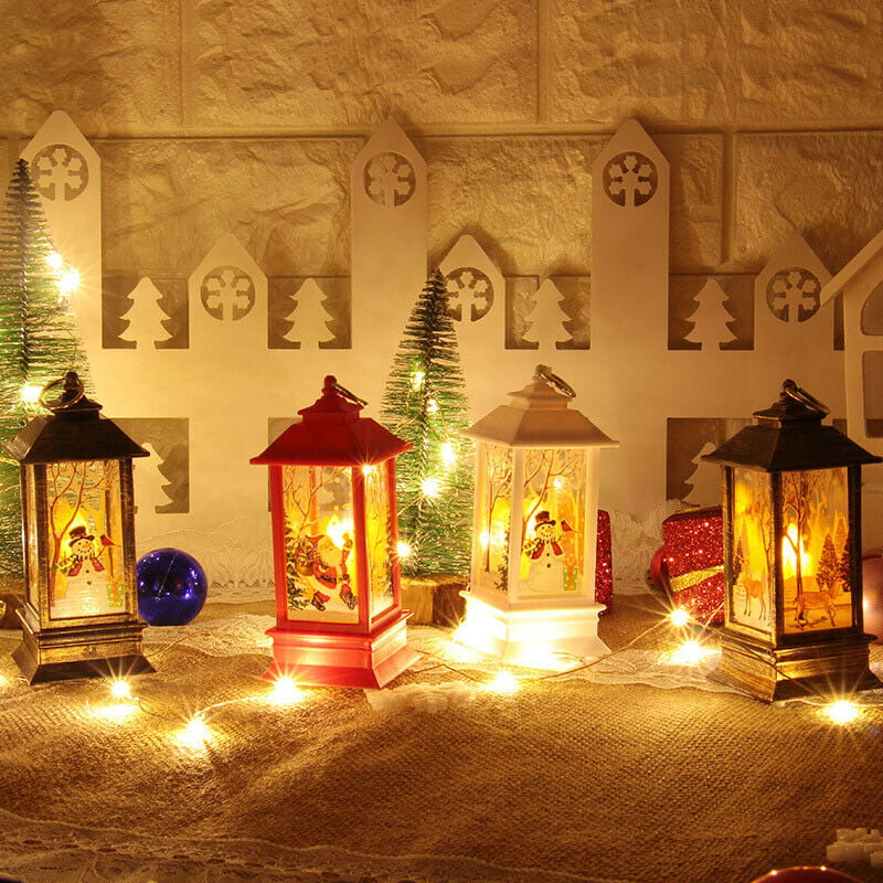 Christmas Santa Claus Snowman Castle Decor Lamp Light Fairy Hanging Lantern US 