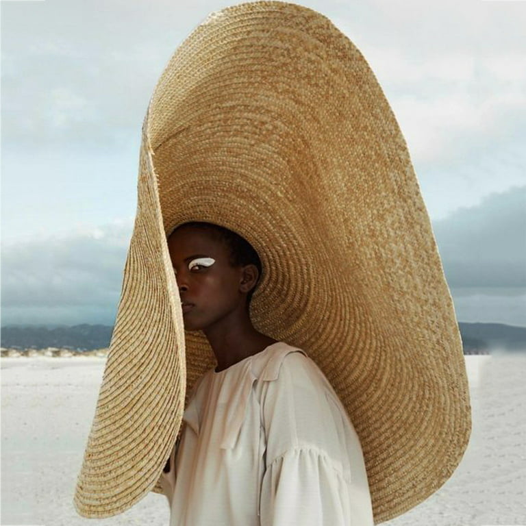 Yyeselk Oversized Straw Hat Large Brim Sun Hat Beach Cap Big Foldable  Floppy Sunshade Hats for Women Girls Travel