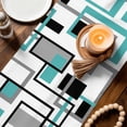 thumbnail image 4 of Teal Abstract Geometric Retro Mid Century Table Runner 70 Inches Long,Kitchen Dining Tablerunners Nordic Style Linen Table Runners Dresser Scarves for Home Dinner Wedding Holiday Party Decor, 4 of 9