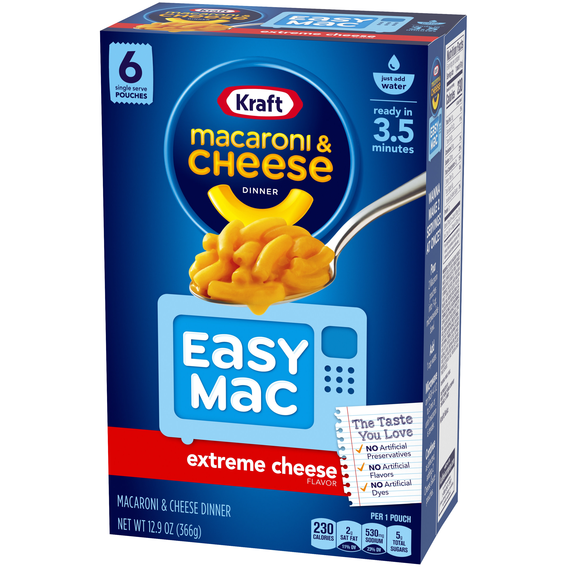 Kraft Easy Mac Extreme Cheese Mac N Cheese Macaroni and Cheese Microwavable Dinner, 6 ct Packets - image 4 of 8