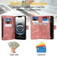 thumbnail image 4 of Crossbody Wallet Case for iPhone 16E, Premium PU Leather Phone Case with RFID Blocking Card Holder Zipper, Wrist Strap & Lanyard, Stand Purse Cover for iPhone 16E, Rosegold, 4 of 7