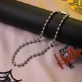 thumbnail image 5 of Collar de calavera de Halloween, collar de cuentas en capas de esqueleto, gargantilla chapada en plata de estilo Punk, joyería temática de vacaciones brillar Electrónica, 5 of 5