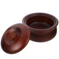 thumbnail image 3 of Miangastore Dark Brown Synthetic Material Wooden Bowl Set for Home Use Safe Anti-Scald Design 7 Inch, 3 of 8