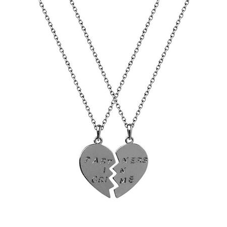 Lux Accessories Partners in Crime Heart BFF Best Friends Necklaces (2