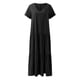 thumbnail image 5 of Vestido largo de verano liso con cuello en V para mujer: estilo étnico retro, ligero y cómodo para la playa o una fiesta, talla real, disponible en negro, verde y naranja, 5 of 6