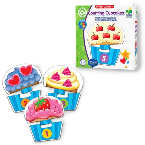 The Learning Journey: Mon Premier Match It - Comptage de Cupcakes - Casse-Tête Auto-Correcteurs de 15 Pcs - Premiers Jouets d'Apprentissage pour Tout-Petits 2-5 - Jouets Primés