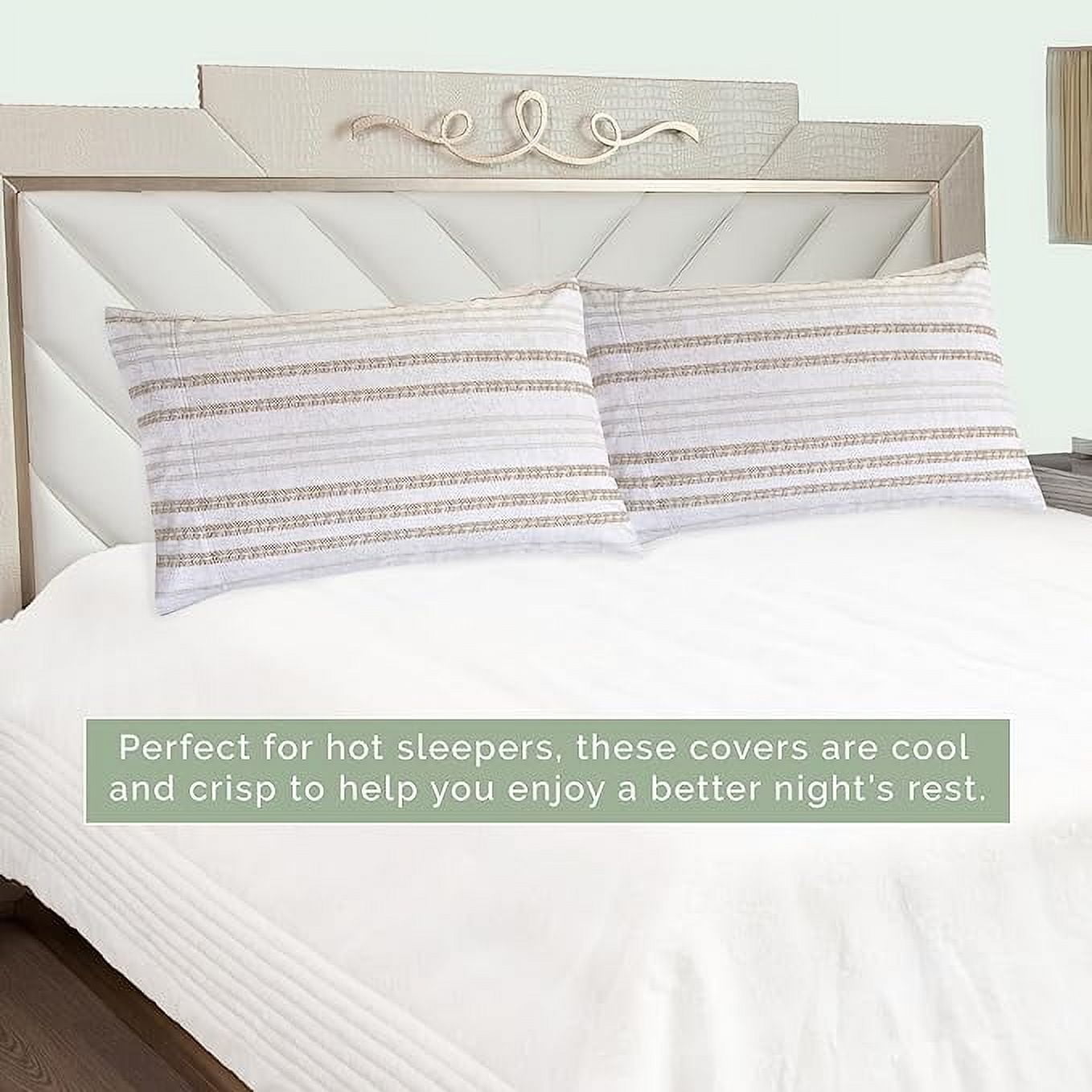 Elegant Comfort Set of 2 Striped Pint Pillowcases - 1500 Series Hotel Quality Microfiber, Soft and Smooth Envelope Closure- King, Traci Linen