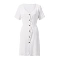 thumbnail image 6 of ZZwxWA Sexy Dress for Women Party Womens Holiday V Neck Short Sleeve Flowy Ruffle Mini Dress for Women Summer Solid Color Buttons Down Casual Dress, 6 of 6