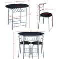 thumbnail image 3 of 3-Piece Dining Room Table Set, Kitchen Table & Chair Sets for 2, Compact Table Set w/Steel Legs, Built-in Wine Rack for Breakfast Nook, Small Space, Apartment, Black, 31.5x21x29" (LxWxH), 3 of 17