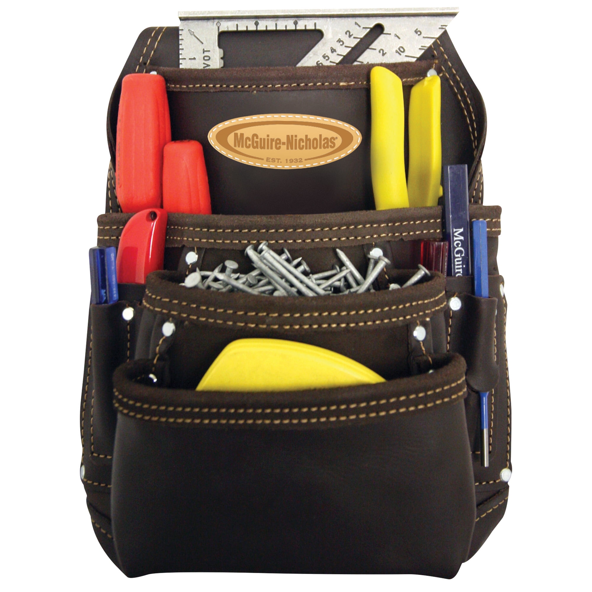 McGuireNicholas 10 Pkt. Nail & Tool Pouch, Oil Tanned Leather, 870CC