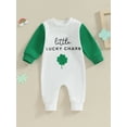 thumbnail image 3 of Infant Baby Boy Girl St. Patricks Day Outfit 3 6 12 18 Months Lucky Charm Long Sleeve Jumpsuit Romper Spring Clothes, 3 of 7