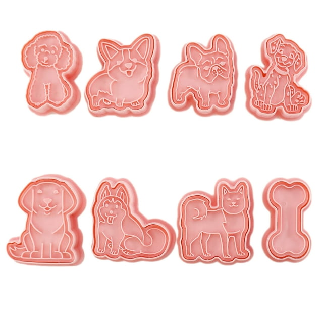 Cute Puppy Cookie Moulds, Food-Grade Safe 8-Piece Set Includes Simple Biscuit Making Process Cookie Cutter, Wide Applications for Cookies Cakes Fondant Sugar Crafts Cake Decorations