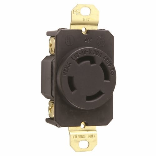 L1630R 30 amp 3 phase 480 volt 3 pole 4 wire twist lock receptacle nema l16-30r qty 1/10 (pass)