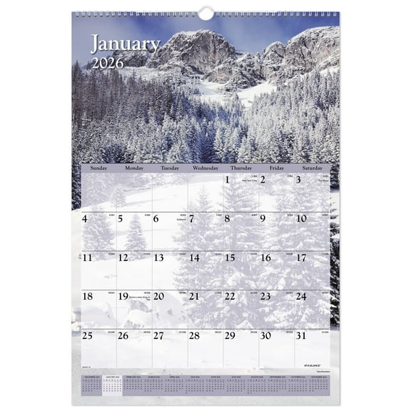 AT-A-GLANCE 2026 Scenic Monthly Wall Calendar Large 15 12 x 22 34 - Monthly Wall