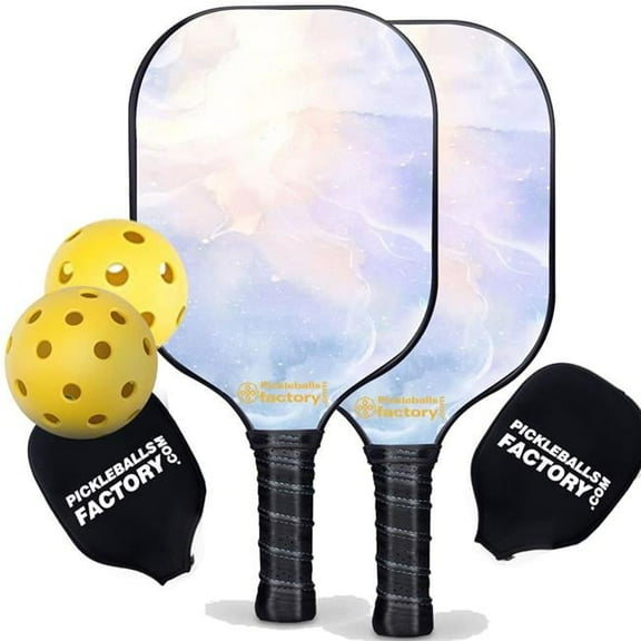 Pickleball Factory PB00013-3-C Pickleball Starter Set - Glistening Pickleballtournament Paddle, Best Beginner Pickleball Sets, Carbonfiber Graphite