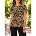 thumbnail image 3 of Women's Summer Tops Short Sleeve Crew Neck T-Shirts All-Over Leopard Print Knit Casual Blouse, 3 of 6