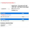 thumbnail image 2 of Tailgate Strut - Compatible with 1980 - 1983, 1988 - 1992 Toyota Corolla Wagon 1981 1982 1989 1990 1991, 2 of 2