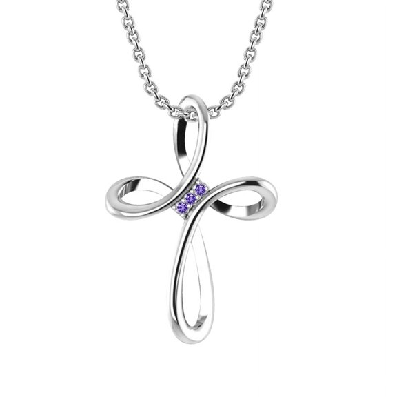 Belinda Jewelz Sterling Silver Evermore Purple Amethyst Cross Pendant