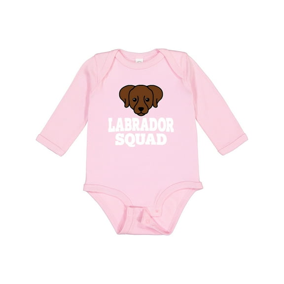 Inktastic Dog Chocolate Labrador Squad Boys or Girls Long Sleeve Baby Bodysuit