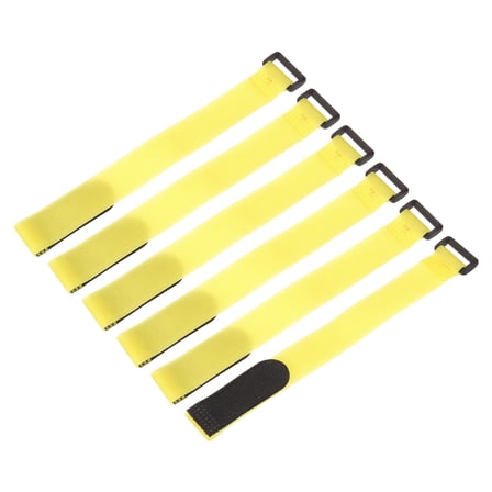 Uxcell 6 Pcs Reusable Battery Tie Down Straps, 1"x12" Nylon Multipurpose Battery Hold Down Adjustable Cinch Strap Hook Loop Fastening Tie for Quadcopters FPV RC Drone Boat Car, Yellow