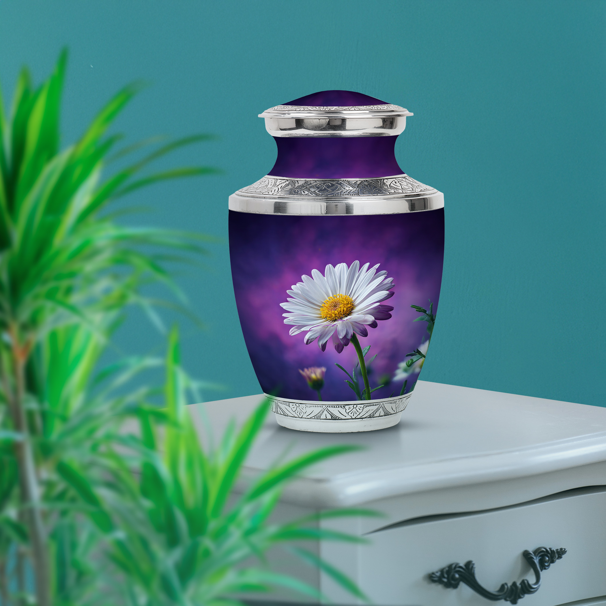 SABURIAL Daisy Urn - Small Urns For Ashes - Large Cremation For Adult Men & Women - Combo - 10 Inch Large With 3 Inch - Human Urns For Mom & Dad