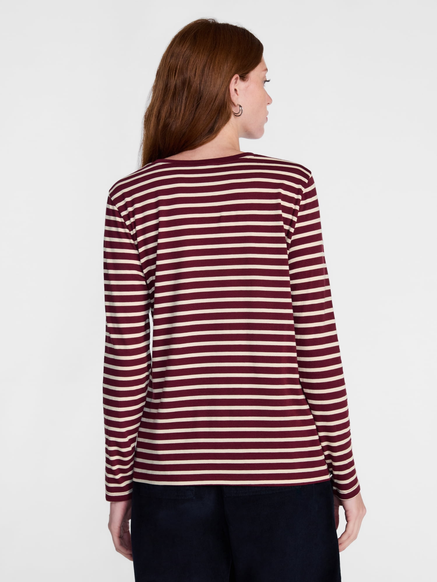 Scenario Women's Cotton Crewneck Tee with Long Sleeves, Sizes XS-XXXL