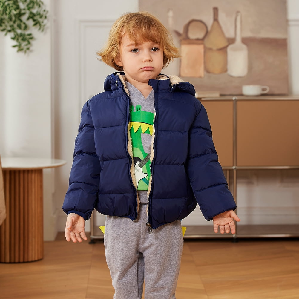 Boys Girls Kid Winter Thick Jacket Warm Zipper Hooded Windproof Coat Cute Outwear,2-6T
