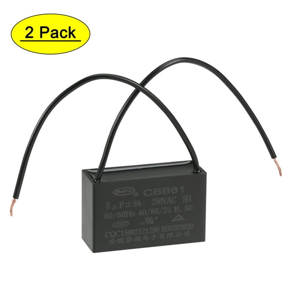 Uxcell 5uF 250V AC 2 Wires CBB61 Ceiling Fan Capacitors 2 Pack