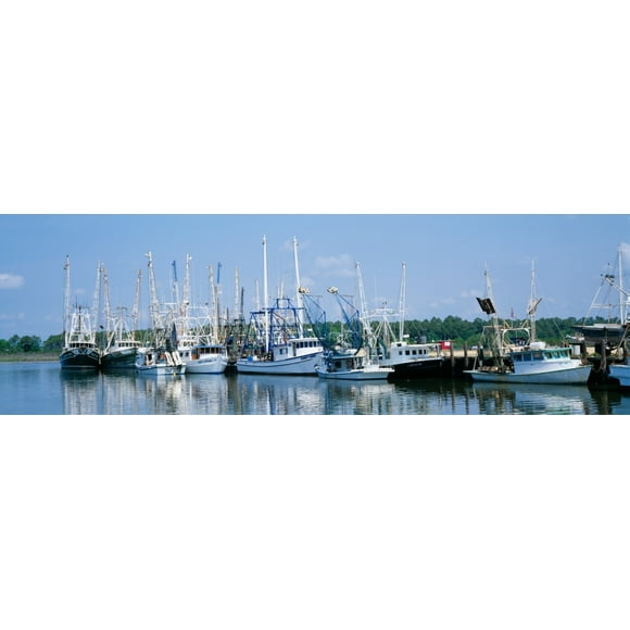 Shrimp boats at a harbor, Bayou La Batre, Alabama, USA Poster Print (8 x 10)