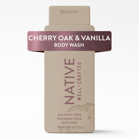 Native Men's Body Wash, Cherry Oak & Vanilla, Sulfate Free, Well-Crafted, 18 fl oz