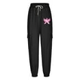 thumbnail image 6 of VOONCAS Women's Black L Size Casual Cargo Pants - Breast Cancer Awareness Pink Ribbon, Stretch Fabric, Adjustable Waist, Multiple Pockets, 6 of 6