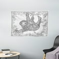 thumbnail image 1 of Sloth Tapestry, Outline Drawing of Sloth in Jungle Zoo Animal with Ornamental Details and Flowers, Wall Hanging for Bedroom Living Room Dorm Decor, 60W X 40L Inches, Black White, by Ambesonne, 1 of 2