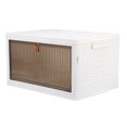 thumbnail image 3 of Caja de almacenamiento plegable apilable de gran capacidad, transparente, con ventana y tapa, para dormitorio y armario, M, 3 of 14