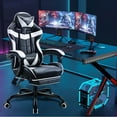 thumbnail image 3 of Gaming Chair,Seenda Video Game Chair with Footrest and Lumbar Support, Ergonomic Computer Chair Height Adjustable with Swivel Seat and Headrest, White, 3 of 9