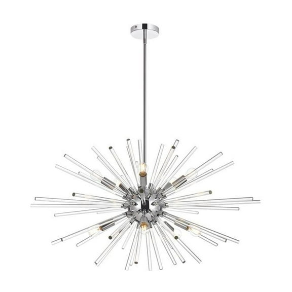 Sienna 32 inch crystal rod pendant in chrome