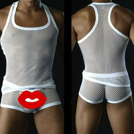 Men Sexy Mesh Lingerie Underwear Fishnet Tank Top Vest Clubwear Undershirt Gifts for (Best Lingerie For Men)