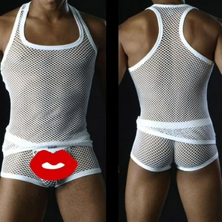 Mens Sexy Underwear - Men Sexy Mesh Lingerie Underwear Fishnet Tank Top Vest Clubwear Undershirt Gifts for Ladies