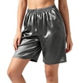 thumbnail image 3 of Shorts Split Loungewear Women Summer Satin Pajama Shorts for Women Knee Length Cooling Casual Shorts Loose Plus Size Women’s Home Loungewear Shorts Black XXL, 3 of 7