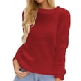 thumbnail image 2 of Pullover Sweaters for Women 2025 Long Sleeve Crewneck Loose Plain Basic Knitted Sweater Tops Fall Winter Outfits, 2 of 7